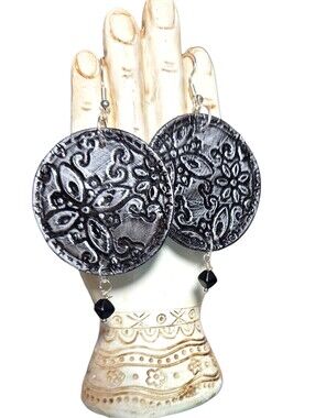 Recycled Art Earrings, Boho Dangle Earrings